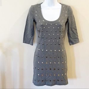 Armani Exchange Bodycon Studded Mini Dress Gray XS